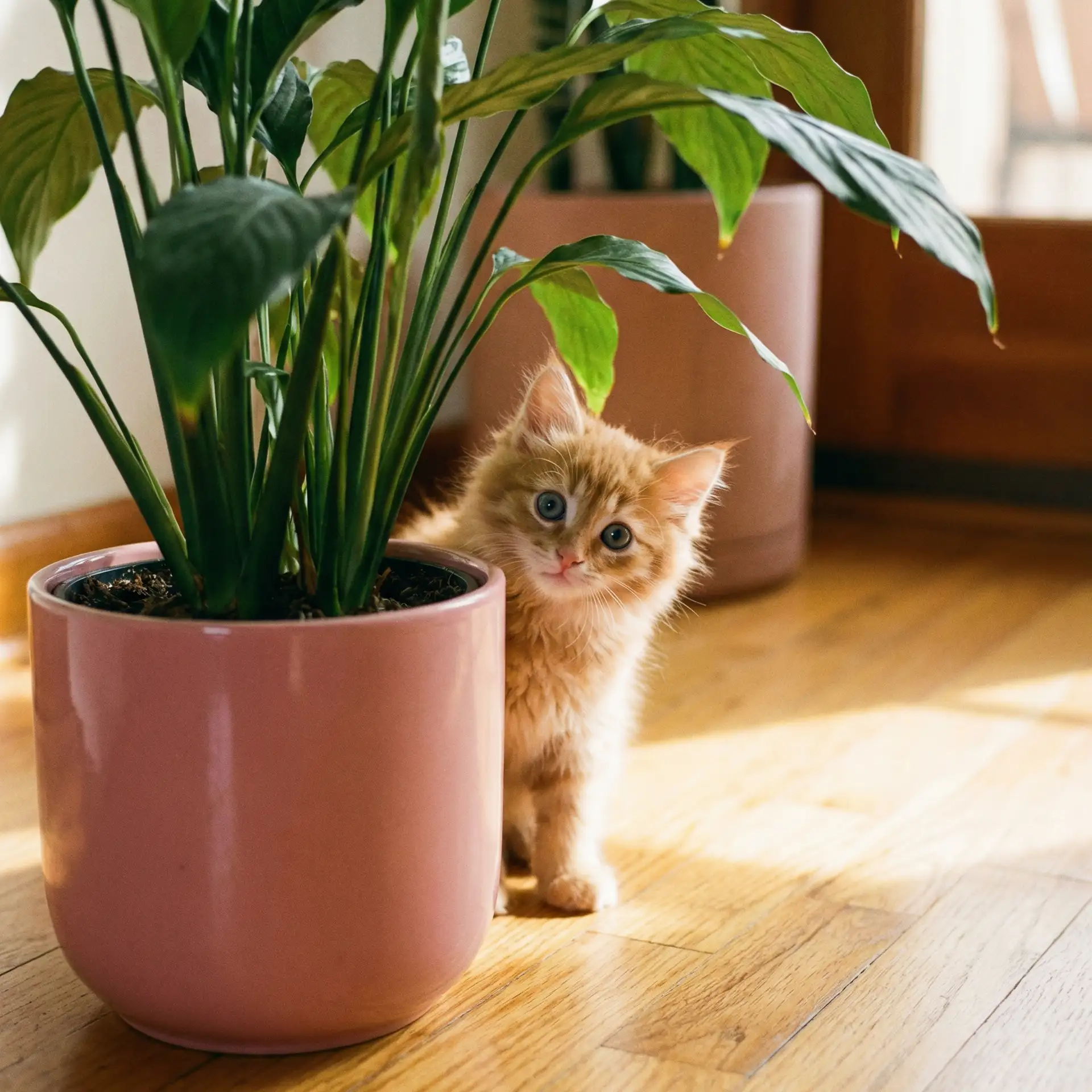 小猫从花盆后探头 - 爱套图