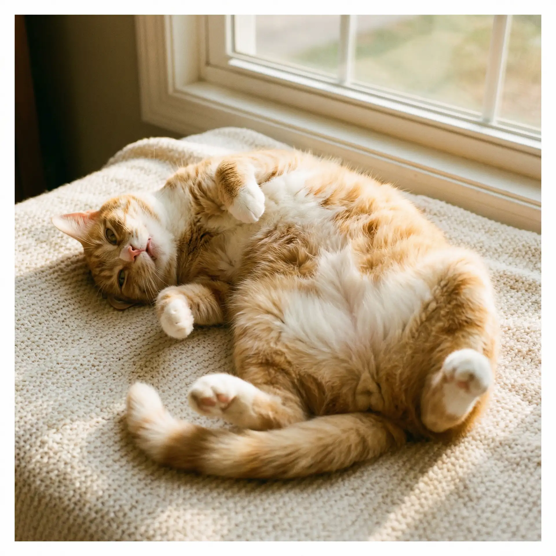 猫咪仰躺露出肚皮 - 爱套图